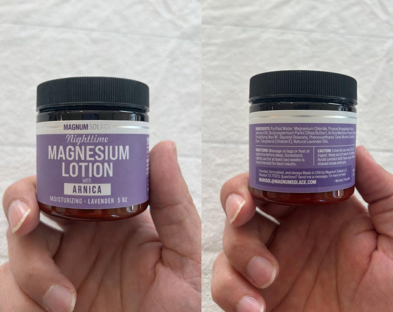 Magnum Solace Nighttime Magnesium Lotion with Arnica – Highly Concentrated Magnesium for Muscles & Joints – Apply to Legs or Feet Before Bed – Skin-Friendly - BeesActive Australia