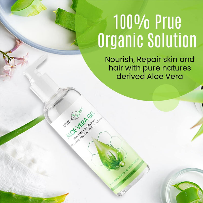 Aloe Vera Gel With Witch Hazel + Vitamin C + Vitamin E - Skin Soothes, Moisture And Repair Formula, Nutrients Rich And Cold Pressed 8.5 Fl Oz/ 250 Ml 8.5 Fl Oz (Pack of 1)