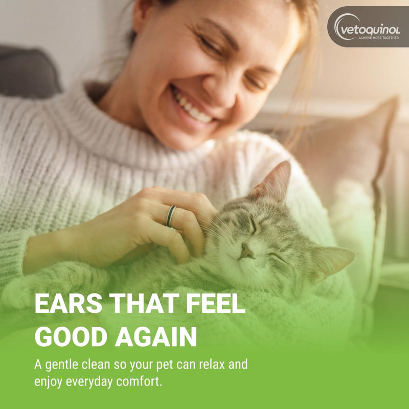 Vetoquinol Ear Cleansing Solution - Gentle Cleaner to Remove Dirt & Debris - Easy-to-Use Drops for Cats & Dogs - Support Clean and Fresh-Smelling Ears - Ideal for Routine Pet Hygiene - 16 Ounces
