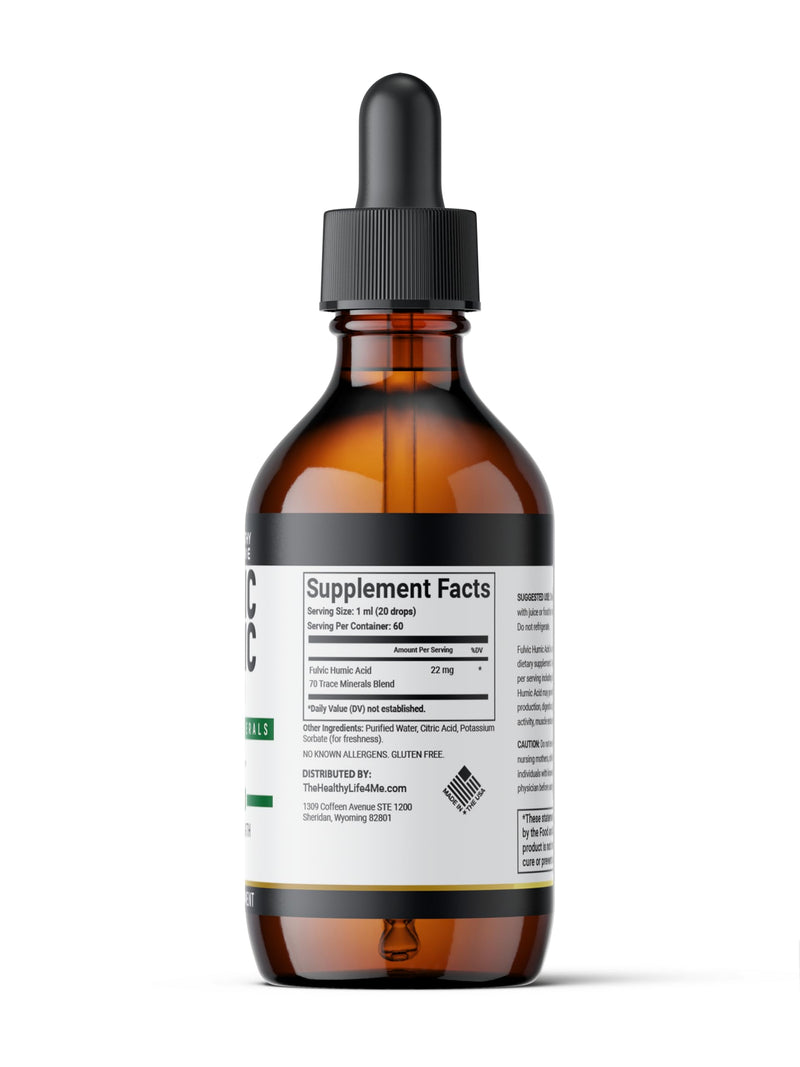 Liquid Fulvic Acid + Humic + Trace Minerals | Hydration | Keto Supplement | Energy | pH Balance | Hair | 2-Month Supply | Liquid Color - Brown - BeesActive Australia
