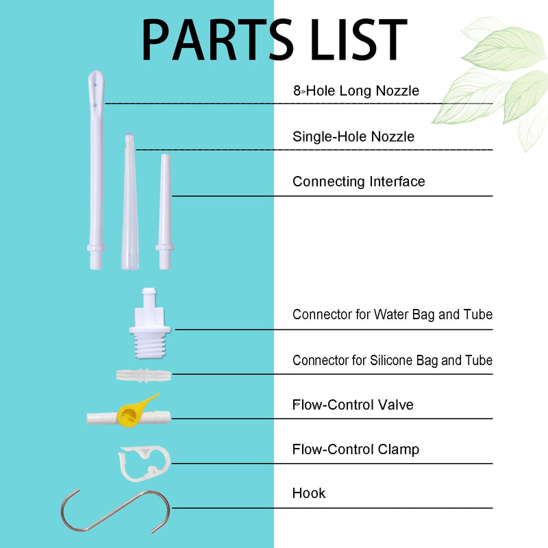 Enema Kit Replacement Part - 6.6ft Silicone Hose With 6 Tips, Controllable Water Flow Valve, Clamp - Colon Cleansing Accessories for Coffee Enema and Douche Bag Kit - BeesActive Australia