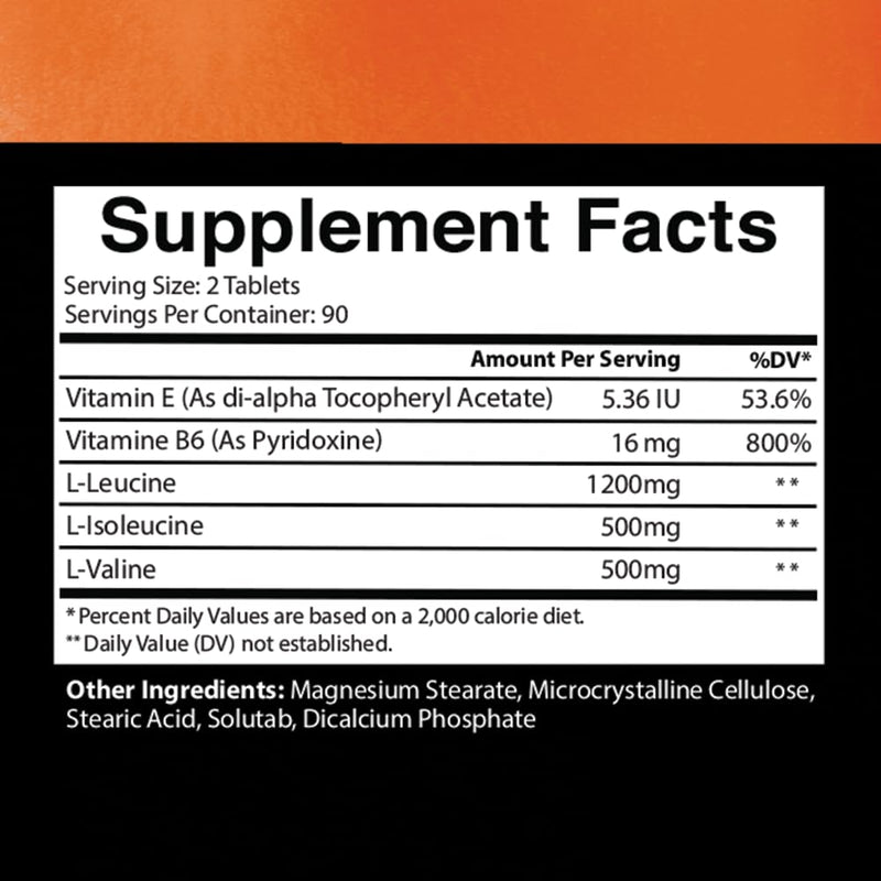 Angry Supplements BCAA Amino Acid Complex Tablets for Workout Recovery, Strength, & Repair with L-Leucine, L-Isoleucine, L-Valine, Vitamin B6, and Vitamin E, (1-Bottle 180ct) 180 Count (Pack of 1)