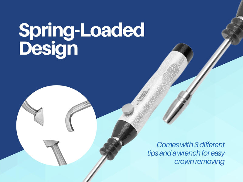 Dental Crown Remover Kit - Turkish Crown Puller with 3 Extra Spring Loaded Tips for Crown Removal - BeesActive Australia