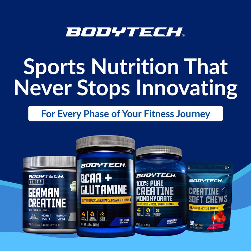 BodyTech BCAA + Glutamine Powder, Unflavored, 14.4 Oz, 59 Servings | Vitamin C, L Glutamine & More, Essential Pre Workout or Post Workout Amino Acids for Men & Women 14.4 Ounce (Pack of 1)