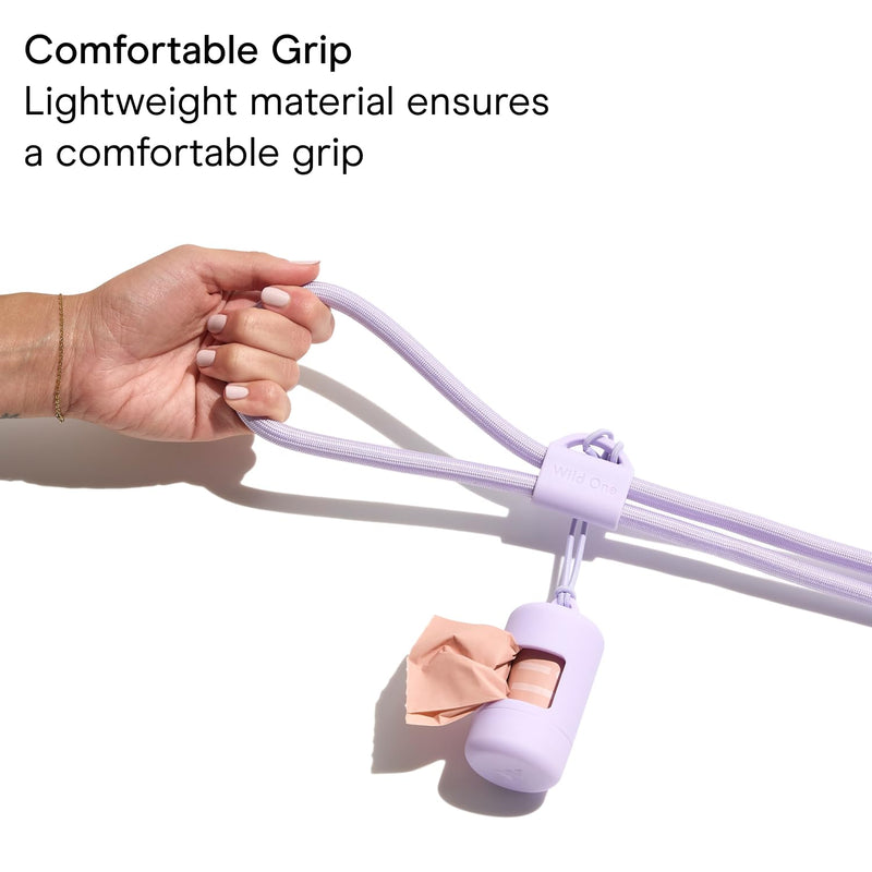 Wild One Hands-Free Adjustable Rope Dog Leash, Standard: 4' to 8.5' Long, .5" Wide, Adjustable for Crossbody, Waist & Handheld, Moonstone