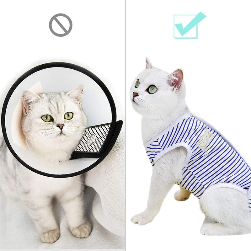 LEEQ Cat Professional Recovery Suit - Surgical Recovery Shirt for Abdominal Wounds Bandages Cone Alternative for Cats After Surgery Medical Suit Soft Pet Clothes Indoor, Blue/L - BeesActive Australia