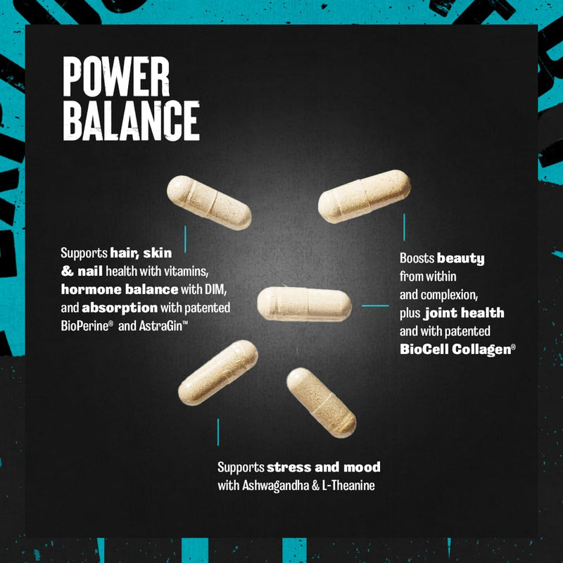 Animal Power Balance – Women's Alpha F Comprehensive Formula – Supports Hormonal Balance, Complexion, Hair, Nails, Mood and Stress, Intestinal Health, & Bone and Joint Health – 30 Packs Nutritional Supplement