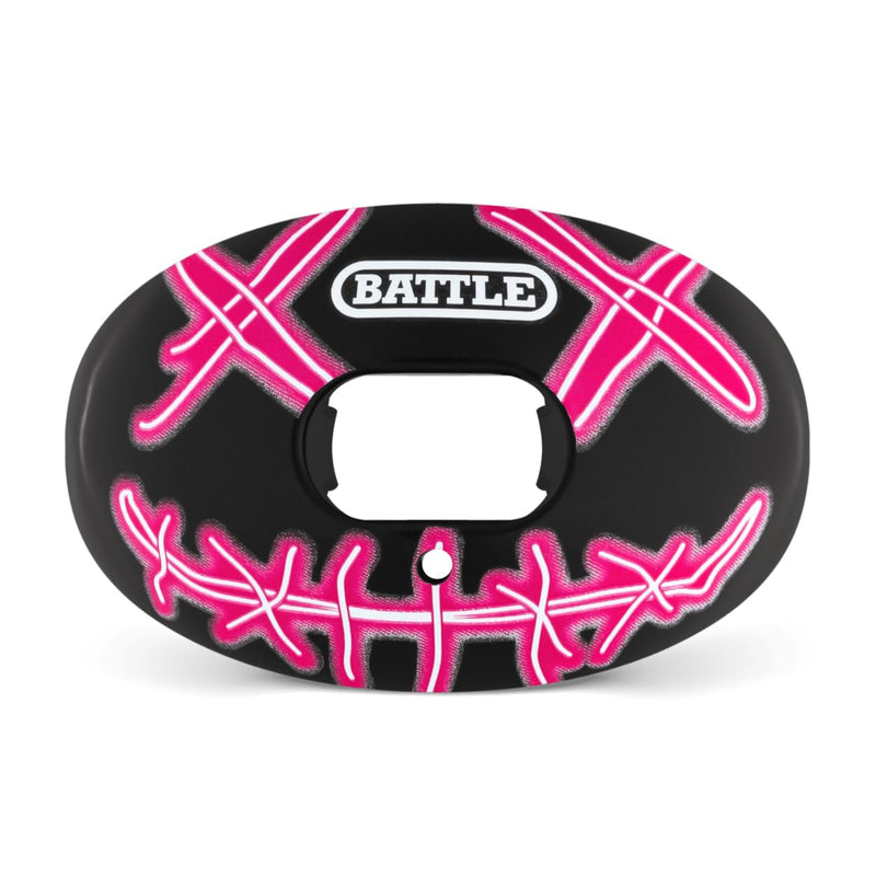 Battle Sports Oxygen Football Mouthguard - Football Mouth Guard with Strap, Superior Airflow & Better Performance, Maximum Breathability, Works with Braces One Size Black/Neon - BeesActive Australia