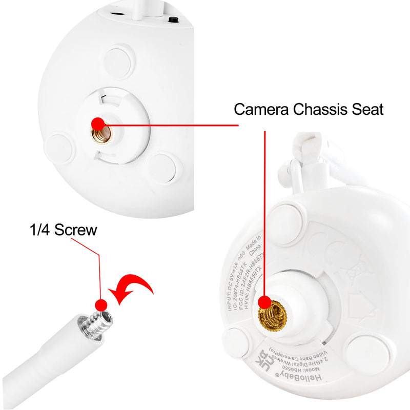 Flexible Baby Monitor Clip Mount Compatible with HelloBaby HB65/HB6550/HB6558/HB66/HB248,ANMEATE SM935E/SM650 Baby Monitor, Hellobaby Camera Mount Attach Your Baby Cam Wherever White - BeesActive Australia