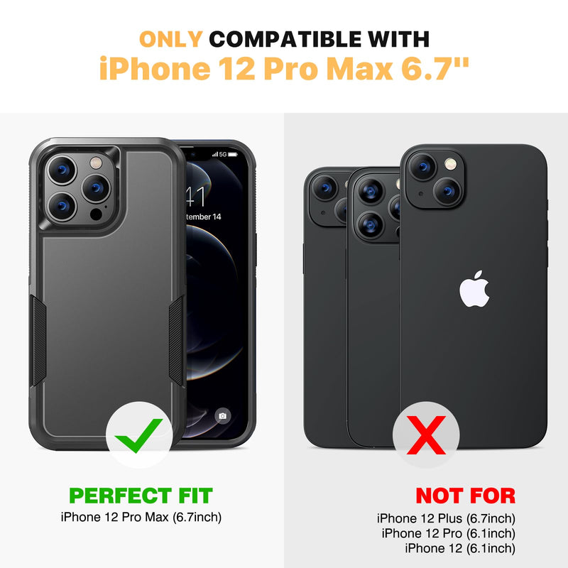Diaclara Designed for iPhone 12 Pro Max Case, [with Privacy Screen Protector] [Anti Spy] [Military Grade Drop Protection] Heavy Duty Full-Body Shockproof Phone Case, Black iPhone 12 Pro Max 6.7" - BeesActive Australia