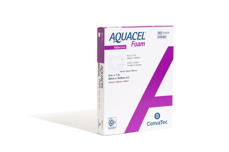 AQUACEL Foam 8"x7" Sacral Wound Dressing, Adhesive, 5 Ct 8" x 7" (5 Count)
