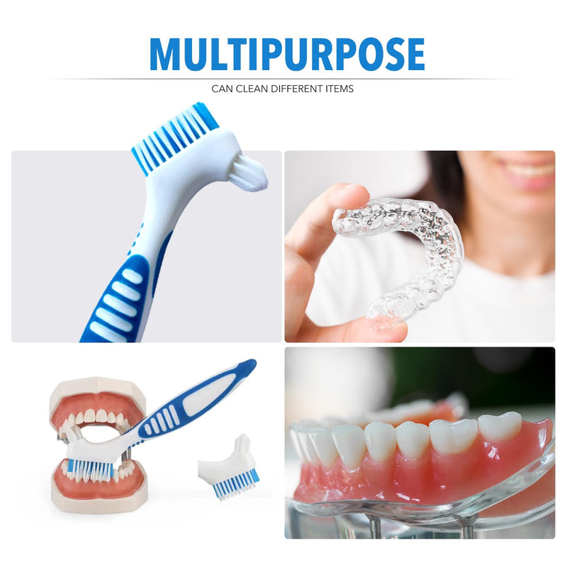 Denture Brush,4PCS Denture Toothbrush,Denture Cleaner Brush for Dental Devices,Mouth Guard, False Teeth,No-Slip Handle Dental Appliance Cleaning Brush (A-Yellow, Purple, Green, Blue) - BeesActive Australia