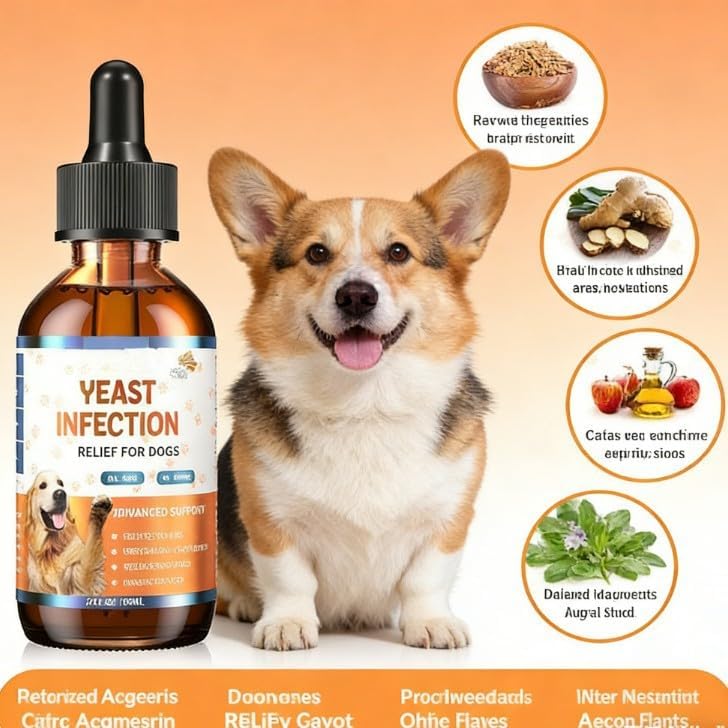 Carmelie Natural Yeast Relief for Dogs, Support Healthy Itch Relief, Ear Paw Discomfort Care, Itch Relief for Dog, Allergy Supports, Inflammation Relief for Dogs, 60ml Bacon Flavor 1PC