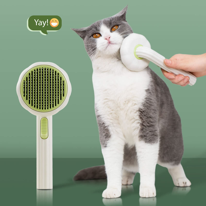 Cat Brush Dog Brush with Release Button for Shedding, Self Cleaning Cat Comb Hair Brush for Indoor Cats, Dog Deshedding Brush Grooming Kit, Pet Supplies Hair Remover Tool Green - BeesActive Australia