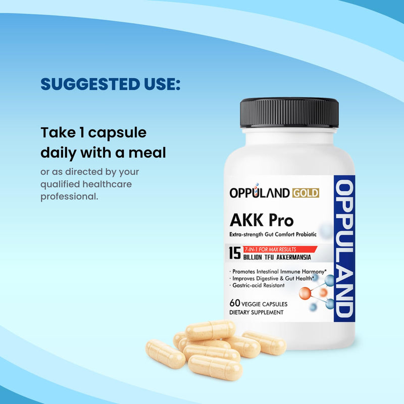 AKK Pro - Akkermansia Muciniphila Probiotic Supplement – Daily Microbiome Support with Prebiotic Inulin & Vitamins – 60 Days of Extra Strength Nourishment