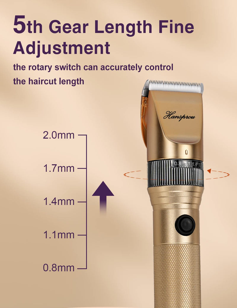 Dog Grooming Clippers, Professional Dog Clipper for Thick Coat 12V Plug-in Pet Trimmer High Power Pet Clippers Low Noise with Guard Combs Brush for Dogs Cats and Other Animal 12V Motor Gold-1 - BeesActive Australia