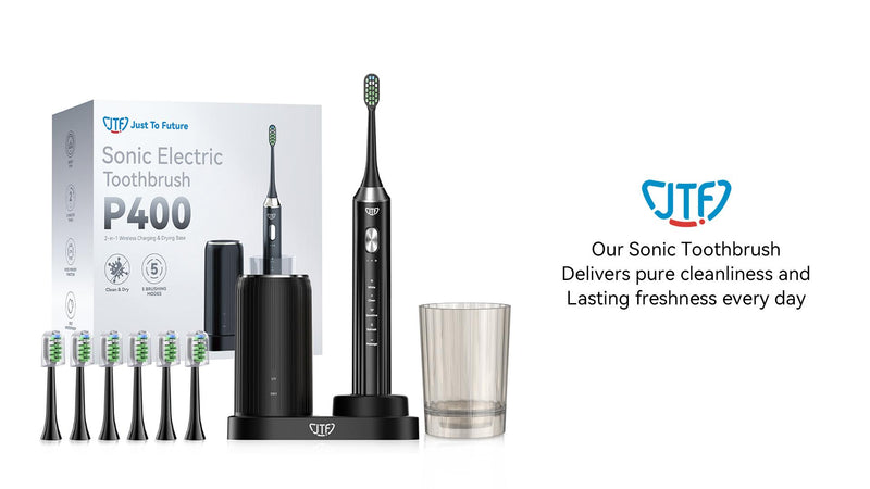 JTF Sonic Electric Toothbrush for Adults with UV Sanitizing & Drying Base Pink