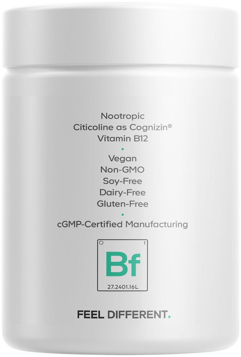 Codeage Brain Focus Vitamins+, Citicoline Cognizin, Ginseng, 60 Capsules | Liposomal citicoline as Cognizin, panax ginseng, resveratrol, gotu kola, vitamin B12 methylcobalamin. Vegan, non-GMO.