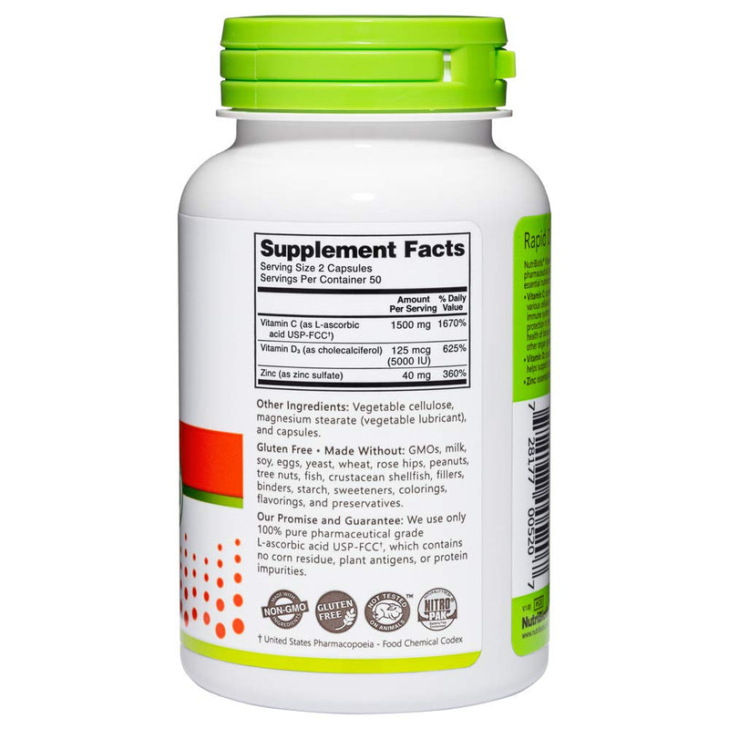 NutriBiotic – Vitamin C + Vitamin D3 & Zinc, 100 Capsules | Potent, Comprehensive Immune Support | Essential & Antioxidant Daily Supplement | Gluten & GMO Free (Pack of 2) 100 Count (Pack of 2)