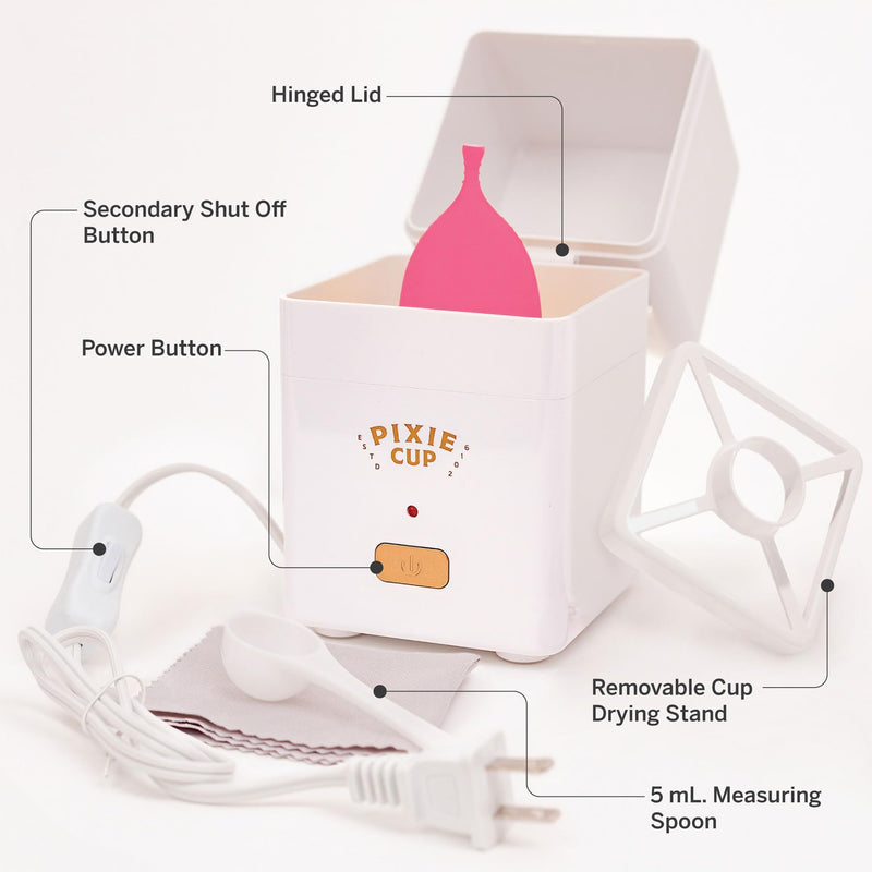 Menstrual Cups with Sterilizer - Ranked 1 for Most Comfortable Soft Reusable Period Cup - Kills 99.9% of Germs with Cleaner Steamer - Wash Your Cup in 3 Minutes! - Compact Sanitizer Kit 1 Count (Pack of 1) - BeesActive Australia
