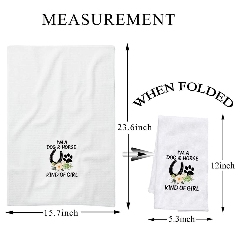 BDPWSS Dog Lover Gifts Horse Kitchen Towels I'm a Dog and Horse Kind of Girl Paw Print Horseshoe Gift for Cowgirl Equestrian (Dog Horse Towel) Dog Horse Towel - BeesActive Australia