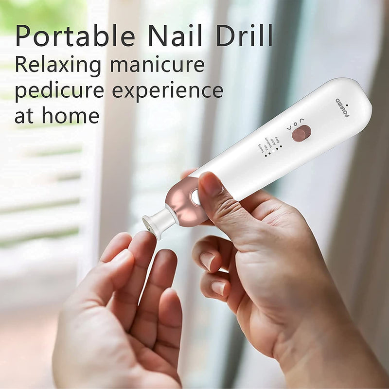 Professional Manicure Pedicure Kit, Electric Nail File Set, Cordless Electric Nail Drill Machine, 5 Speeds Hand Foot Care Tool for Nail Grind Trim Polish(White) White - BeesActive Australia