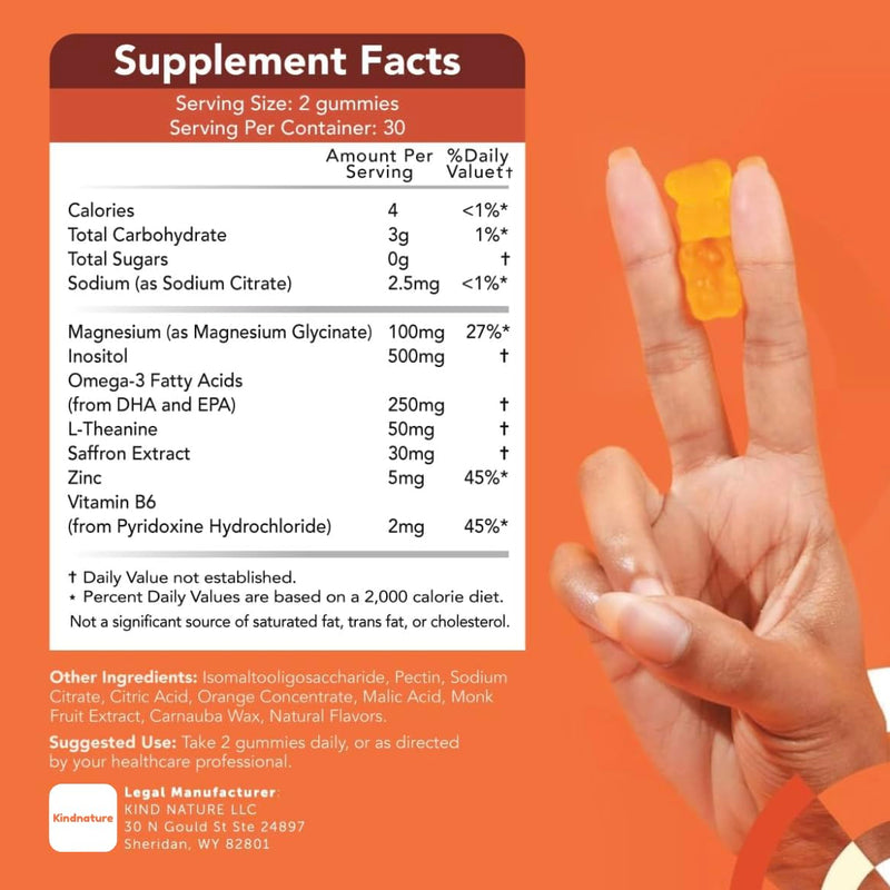 GOJOY NATURALS Kids Focus Gummies – Saffron, Magnesium Glycinate, L-Theanine & Inositol Supplement for Kids & Teens – Focus, Attention & Calm – Vegan, Sugar-Free, Non-GMO 1