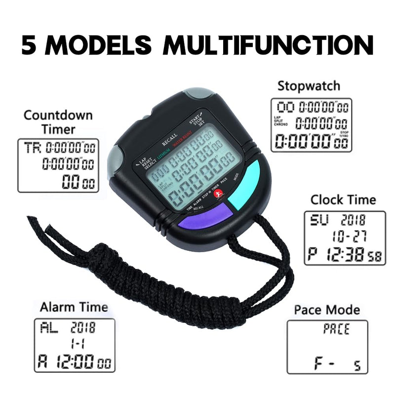Professional Timer Stopwatch, Digital Sports Stopwatch with Countdown Timer, 100 Lap Memory, 0.01 Second Timing,Multi Functional Stopwatch for Swimming Running Rowing - BeesActive Australia