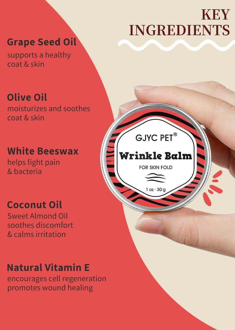 Wrinkle Wipes + Wrinkle Balm for Dogs | Bulldog, French Bulldog, Pug, English Bulldog | Cleans & Soothes Wrinkles, Folds, Tear Stain, Tail Pockets & Paws wrinkle set(wipe+balm)