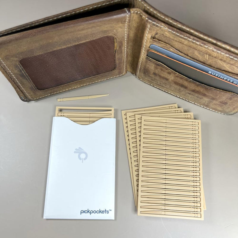 100 count – First toothpicks designed to fit and travel with us in our wallet for an easy way to access a toothpick anywhere anytime – includes a RFID blocking protective card sleeve - BeesActive Australia