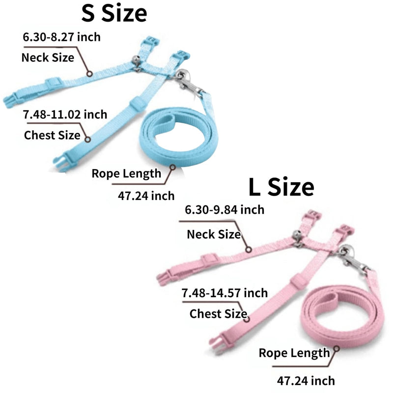Rabbit Bunny Harness with Leash Adjustable Soft Nylon Harness Rabbit Vest Harness Lead Leash Pink Blue Lead Leash All Season for Small Animals (Blue,S) S - BeesActive Australia