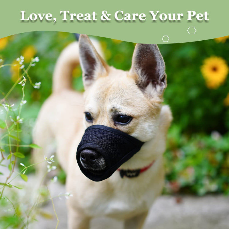 Dog Muzzle Breathable Mesh Muzzle for XXS to XXL Dogs Chihuahua, Beagle and Golden Retriever, Adjustable Pet Muzzles for Biting and Chewing, Allows Hitting and Drinking Black XXS-(Snout 4"-5") - BeesActive Australia