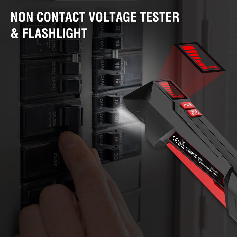 Circuit Breaker Finder with GFCI Outlet Tester, Electrical Circuit Tracer with LCD Display & NCV Test, 90-135V AC Circuit Breaker Finder Tool with Flashlight & Buzzer Alarm, Carrying Case CBF03 circuit breaker finder + 0 Accessories