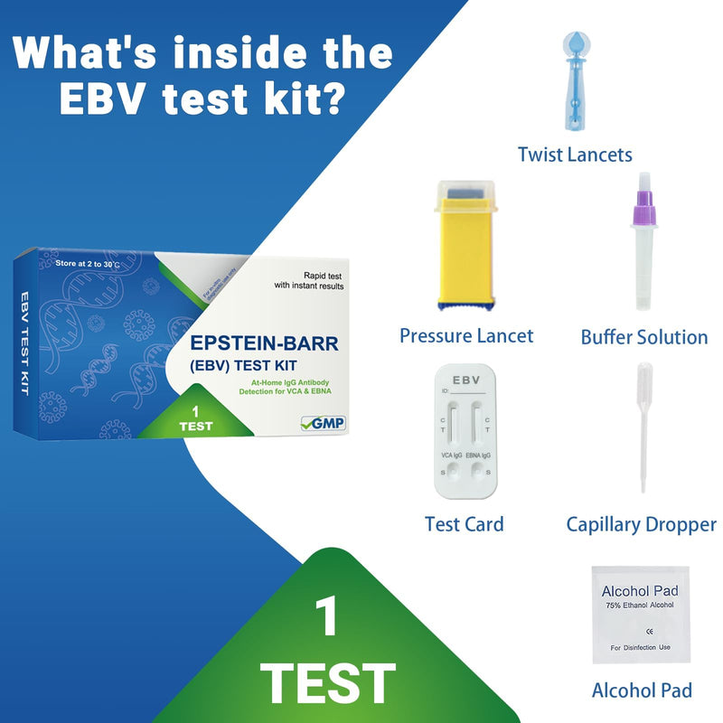 at-Home Epstein-Barr (EBV) Test Kit – Finger-Prick Sample, No Lab Visit Needed – Detects IgG Response to VCA & EBNA (for in Vitro Diagnostic Use Only) 1 Count (Pack of 1) - BeesActive Australia