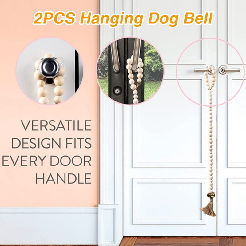 Dog Bell for Door Potty Training, 2 Packs Adjustable Hanging Door Bell Length for Small, Medium and Large Dogs to Go Outside, 27.5 inch - BeesActive Australia