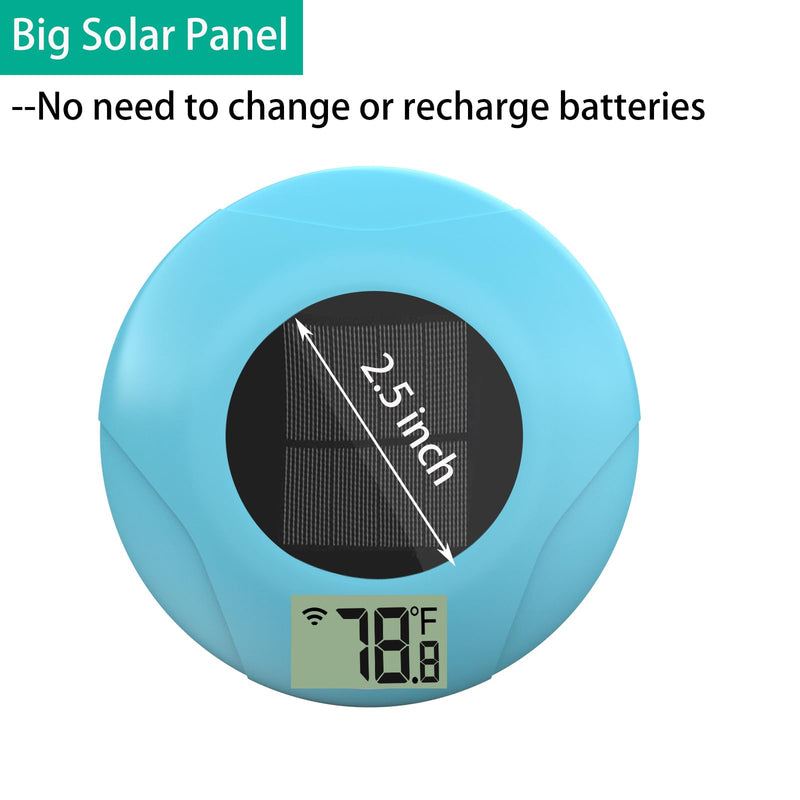 Wireless Pool Thermometer, Digital Pool Thermometer Floating Easy Read–IPX8 Waterproof Solar Temperature Gauge for Aquarium, Pond, 328 Feet Long Connection Light Blue - BeesActive Australia