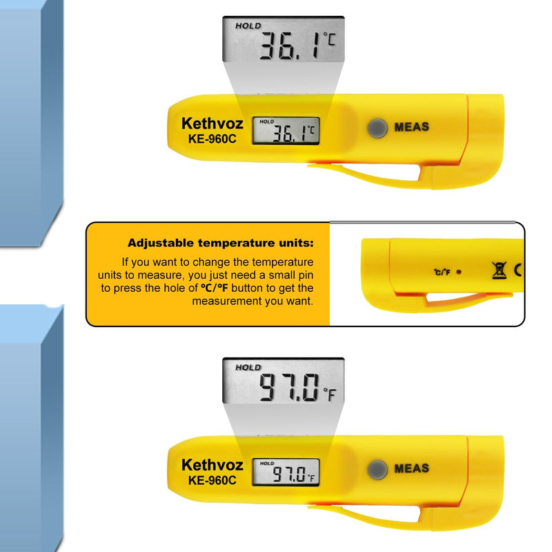 Non Contact Infrared Food Thermometer, Digital IR Laser Thermometer Pen for Cooking, -22°F to 527°F Instant Read, No Touch Safe Hygienic for Meat, Grill, Candy, Wine, Baby Milk (2-Pack)