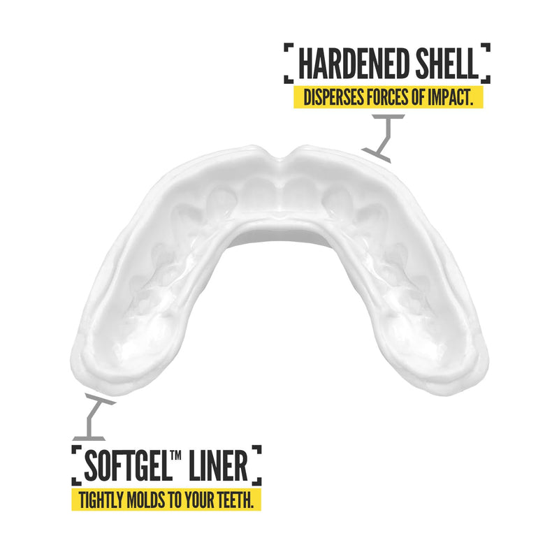 2 Pack Nxtrnd Rush Dual Layer Mouthguard, Custom Fit Sports Mouthpiece for Football, Boxing, MMA, Basketball, Hockey, Lacrosse, Youth & Adult (Black & White Fangs) Black & White Fangs