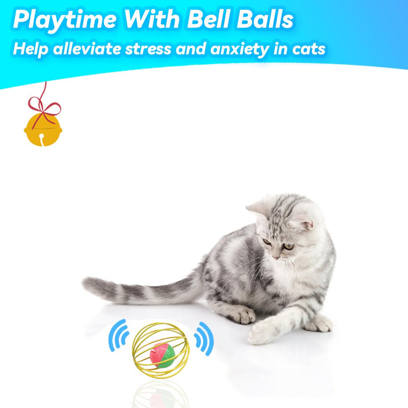Cat Toys 6 Packs Cat Ball Toys, Metal Cage Balls with Mice & Bells, Cat Toys for Indoor Cats and Kitten, Interactive Cat Toys Cat Bell Balls, Mouse Toys, Kitten Toys Promote Physical Exercise - BeesActive Australia