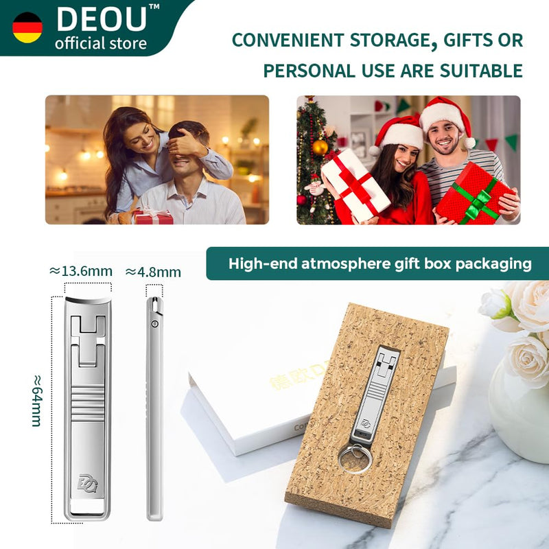 DEOU Folding Ultra-Thin Nail Clippers, Newly Upgraded Anti-Splash mini Stainless Steel Manicure Tool, take with You When Traveling, own Nail File, Men's and Women's Gifts (Nail Clippers + Gift Box) Portable Nail Clippers - BeesActive Australia