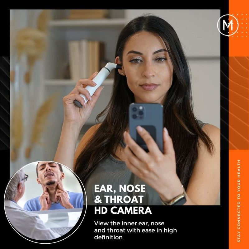 MOBI Connect Wi-Fi Otoscope for Ears, Nose & Throat - 1080P HD Lens, Multi-Axis Gyroscope, 6 LED Lights, 90+ Min Use, 3 Ear Speculum, Suitable for Adults & Children - BeesActive Australia