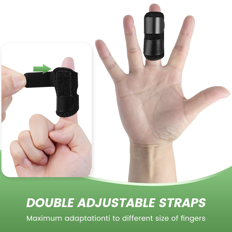 4 Pack Pinky Finger Splint, Small Finger Brace for Trigger Finger - Broken - Arthritis - Straightening for Index - Middle - Ring Black