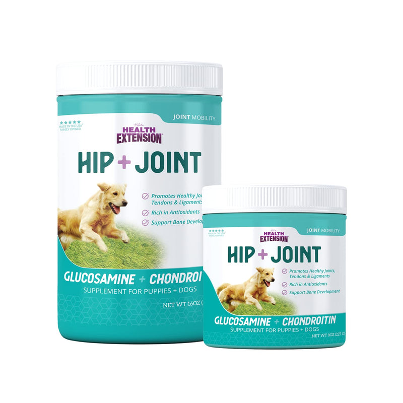 Health Extension Chondroitin with Glucosamine for Dogs, 8oz - Arthritis Pain Relief, Joint & Hip Supplement, Cheese Flavored Powder 8 Oz