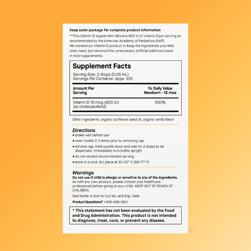 Genexa Vitamin D Drops for Infants & Newborn, Made Clean, 300 Servings | Dye Free, 0% Artificial Additives, Organic, Gluten Free, Non-GMO, Supports Growth & Bone Development in Babies & Toddlers 1 Count (Pack of 3)
