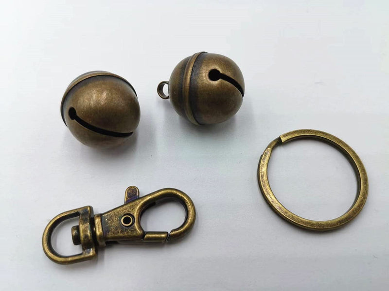 Cat Dog Collar Copper Bells Brass with Key Ring Clip Vintage Bronze Jingle Bells for Pet Tracking - BeesActive Australia
