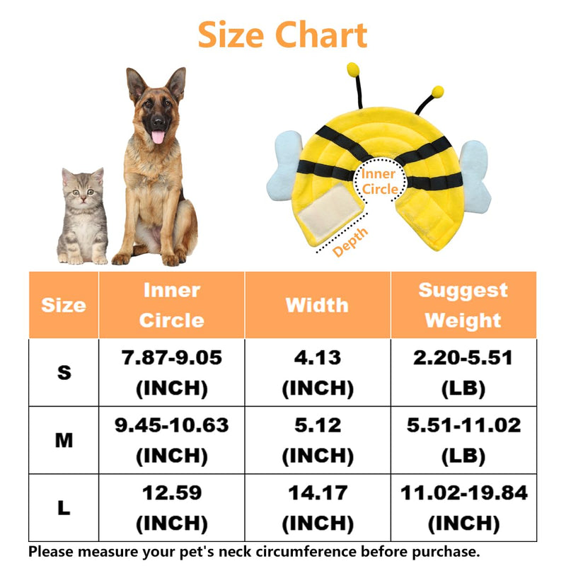 crazy bean Cat Neck Collar Soft Leak Protection Dog Protective Collar Cone Collars Adjustable for Pets Recovery Collar Yellow Bee, L - BeesActive Australia
