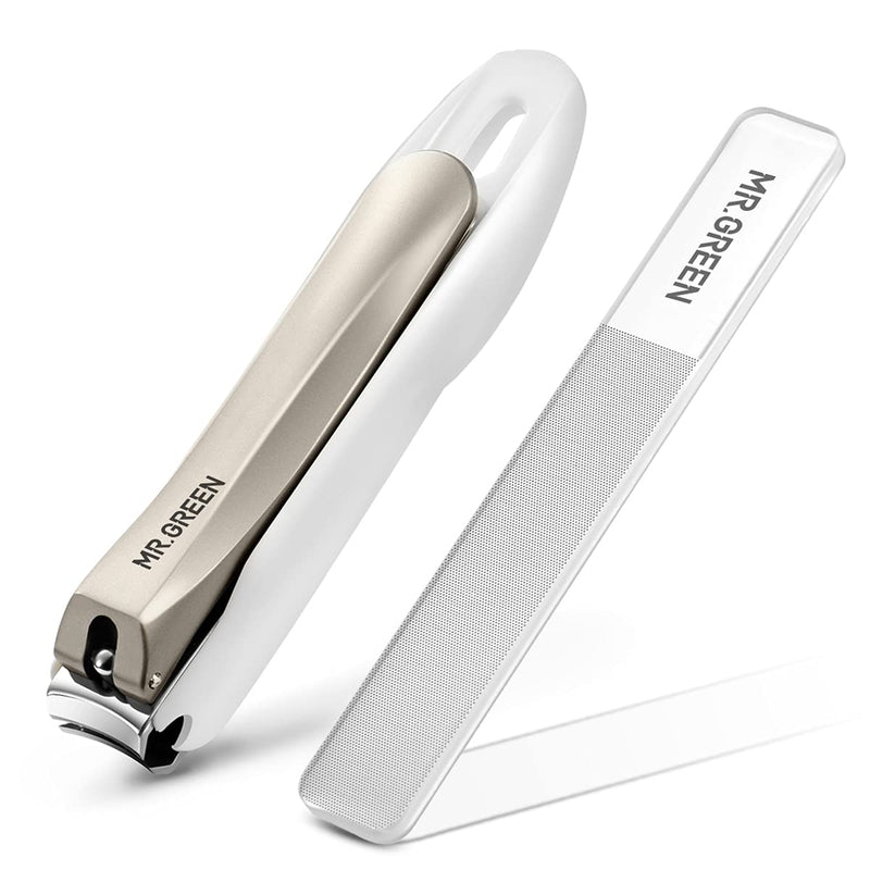 MR.GREEN Nail Clippers Anti Splash Fingernail Cutter Stainless Steel Manicure Tools Nail Scissors Detachable Design Nail Trimmer (L+Nano Glass File) Large with Nano Glass File
