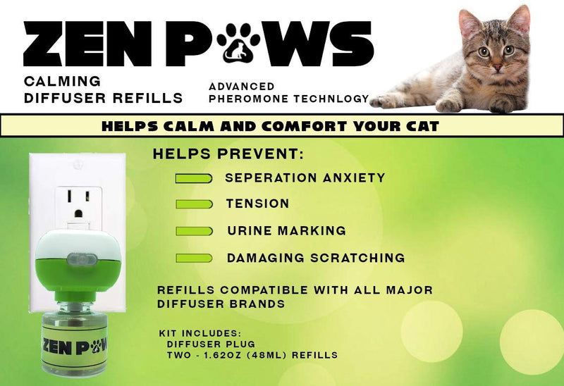 Allinall Cat Calming Pheromone Diffuser, 60 Day Starter Kit - Reassures Cats During Car Travel, Veterinary Visits & Helps Control Unwanted Behaviours Like Urine Spraying, Scratching
