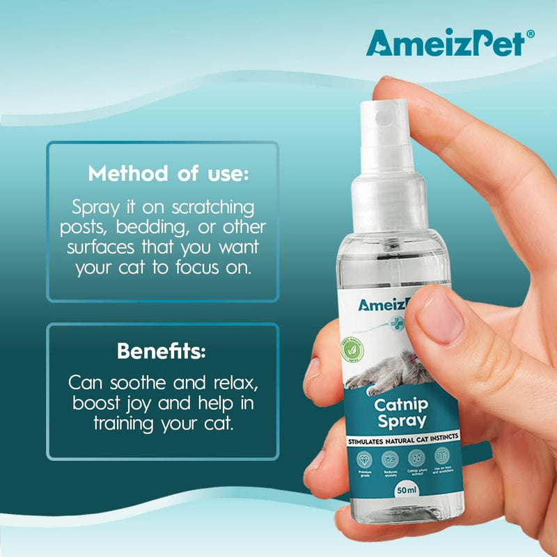 AmeizPet Catnip Spray for Cats, Cat Scratch Spray Mist, Transparent Behavior Spray for Cats and Kittens, 50ml (1.69 Oz) Catnip Spray 50ml - BeesActive Australia