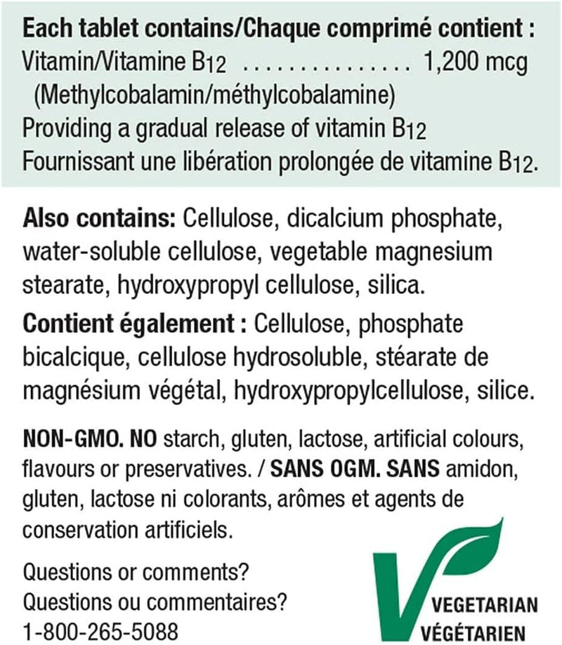 Jamieson Vitamin B12 1200mcg Timed Release, 200 Tablets